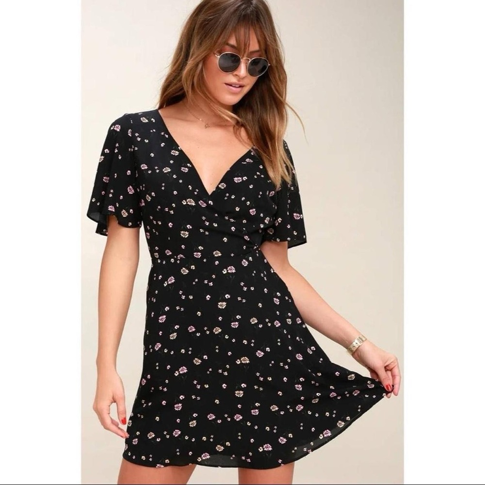 BB Dakota Black Floral Mini Dress